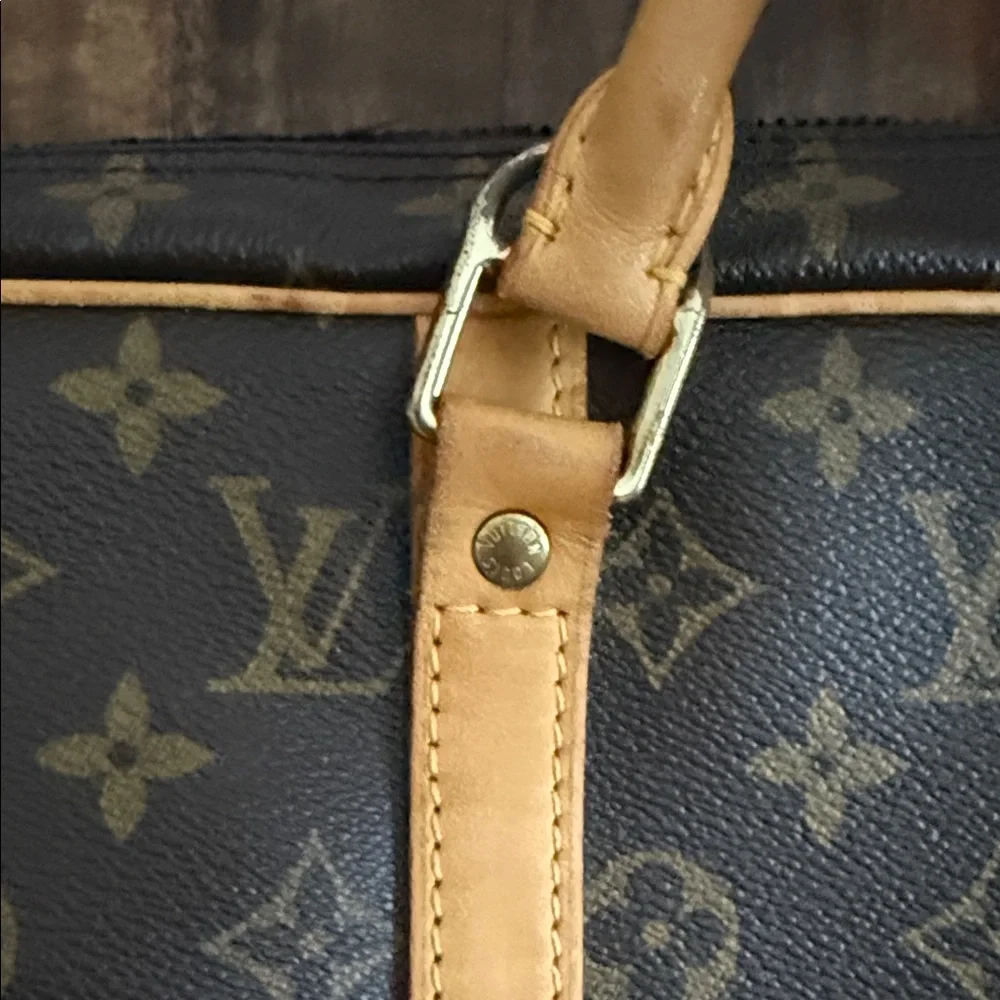 Louis Vuitton Monogram Canvas Briefcase with Tan Leather Trim